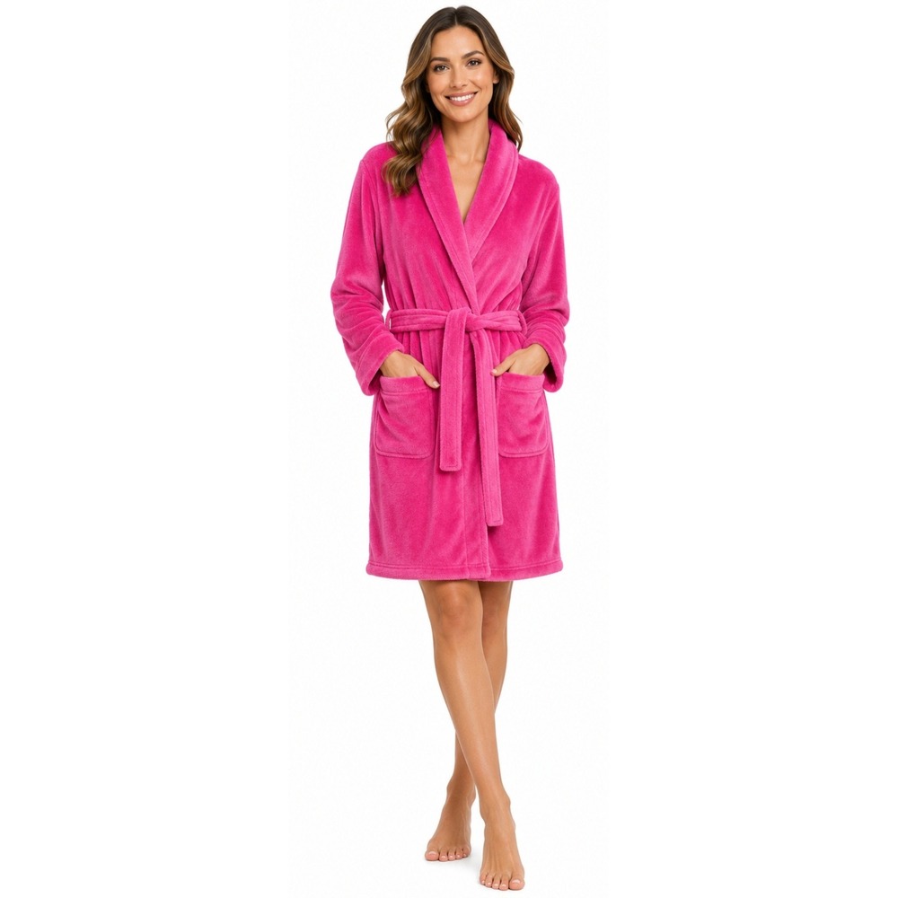 VICTORIA'S SECRET Plush Fleece Shawl Collar Robe Pink XS NWT Embroidered Logo